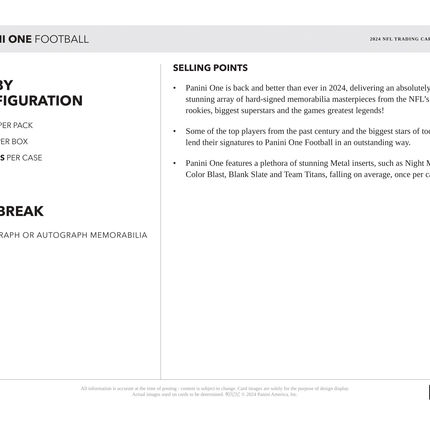 Panini - 2024 One American Football (NFL) - Hobby Box