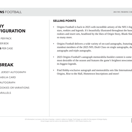 Panini - 2025 Origins American Football (NFL) - Hobby Box