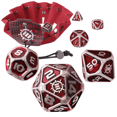 Enhance - Tabletop - 7pc Metal RPG Dice - Collector's Edition Red - The Card Vault