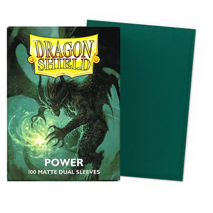Dragon Shield - Dual Matte Sleeves - Standard Size - 100pk - Metallic Power Green Limited Edition