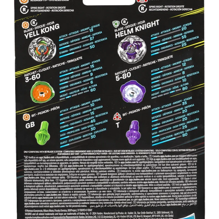 Beyblade X - Dual Pack Set - Yell Kong 3-60GB and Helm Knight 5-80T