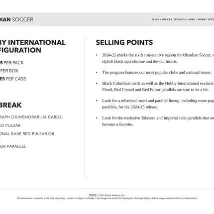 Panini - 2024/25 Obsidian Football (Soccer) - International Hobby Box