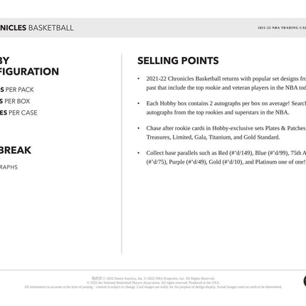 Panini - 2021/22 Chronicles Basketball (NBA) - Hobby Box - The Card Vault