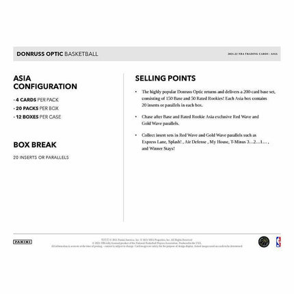 Panini - 2021/22 Donruss Optic Basketball (NBA) - Asia Edition Box - The Card Vault