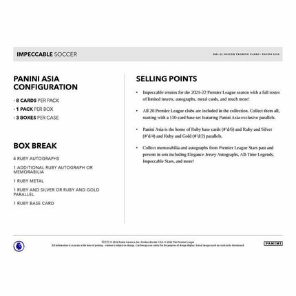 Panini - 2021/22 Impeccable Football (Soccer) - Hobby Box (Asia Edition) - The Card Vault