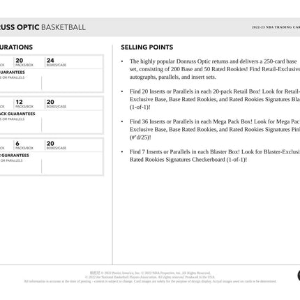 Panini - 2022/23 Donruss Optic Basketball (NBA) - Blaster Box - The Card Vault