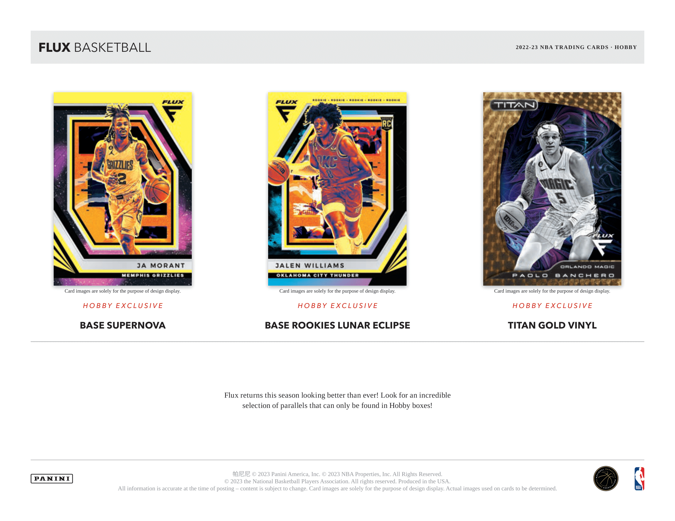 Panini - 2022/23 Flux Basketball (NBA) - Hobby Box - The Card Vault