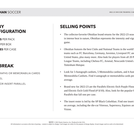 Panini - 2022/23 Obsidian Football (Soccer) - Hobby Box - The Card Vault