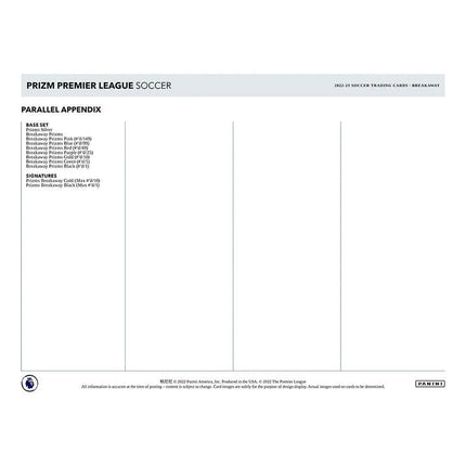 Panini - 2022/23 Prizm Premier League Football (Soccer) - Breakaway Box (10 Packs) - The Card Vault