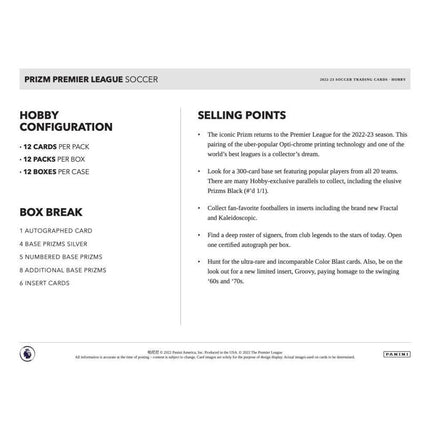 Panini - 2022/23 Prizm Premier League Football (Soccer) - Hobby Box (12 Packs) - The Card Vault