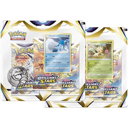 Pokemon TCG: Brilliant Stars 3-Pack Blister - Glaceon/Leafeon - The Card Vault
