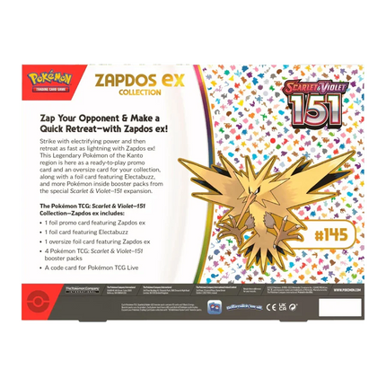Pokemon TCG - Scarlet & Violet - 151 Zapdos ex Collection Box - The Card Vault