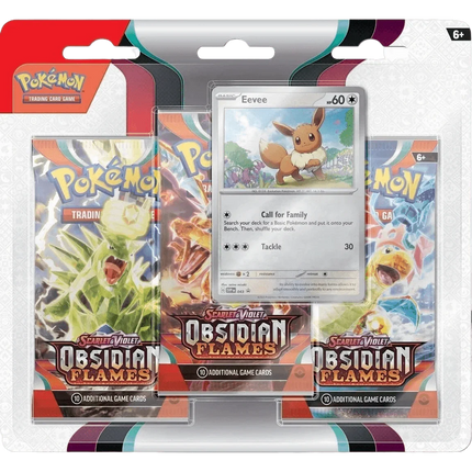Pokemon TCG - Scarlet & Violet - Obsidian Flames - 3-Pack Blister - Eevee - The Card Vault