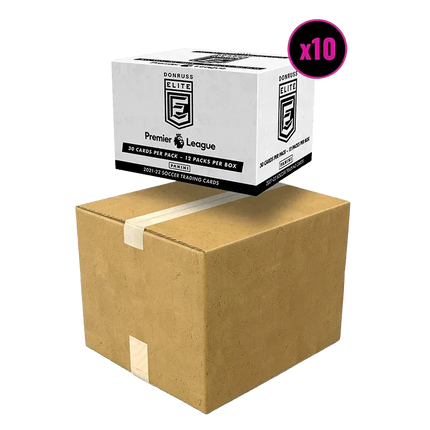 Premier League 2021/22 Donruss Elite Football (Soccer) - Fat Pack Display Case (10x Fat Pack Boxes) - The Card Vault