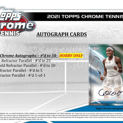 Topps - 2021 Chrome Tennis - Hobby Box - The Card Vault