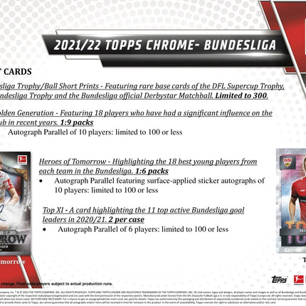 Topps - 2021/22 Chrome Bundesliga Football (Soccer) - Hobby Box - The Card Vault