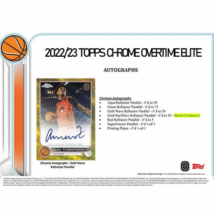 Topps - 2022/23 Chrome Overtime Elite Basketball (NBA) - Blaster Box - The Card Vault