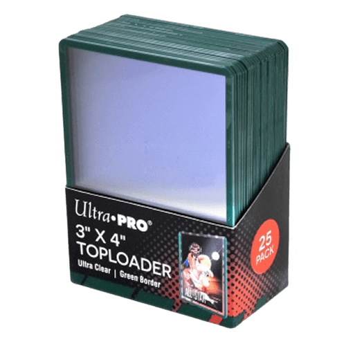 Ultra Pro - 3 x 4 Inch Green Border Toploader 25 Pack - 35pt - The Card Vault