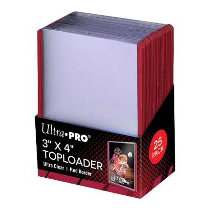 Ultra Pro - 3 x 4 Inch Red Border Toploader 25 Pack - 35pt - The Card Vault