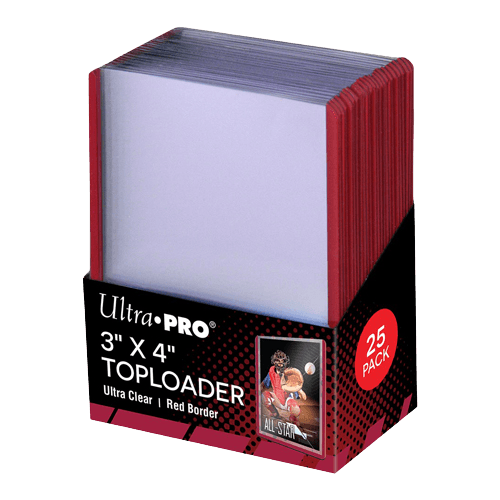 Ultra Pro - 3 x 4 Inch Red Border Toploader 25 Pack - 35pt - The Card Vault