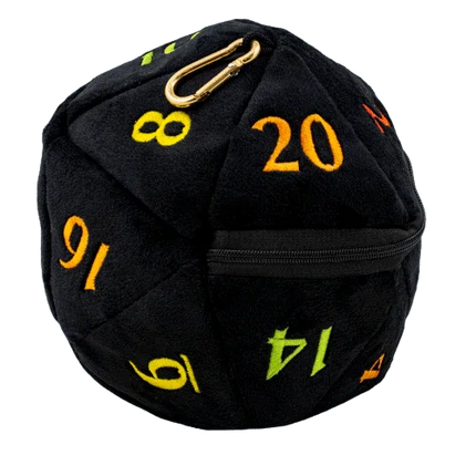 Ultra Pro - D20 Plush Dice Bag - Black With Rainbow Numbering - The Card Vault