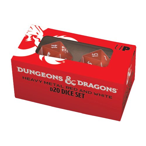 Ultra Pro - Dungeons & Dragons - Heavy Metal D20 Red and White Dice Set - The Card Vault