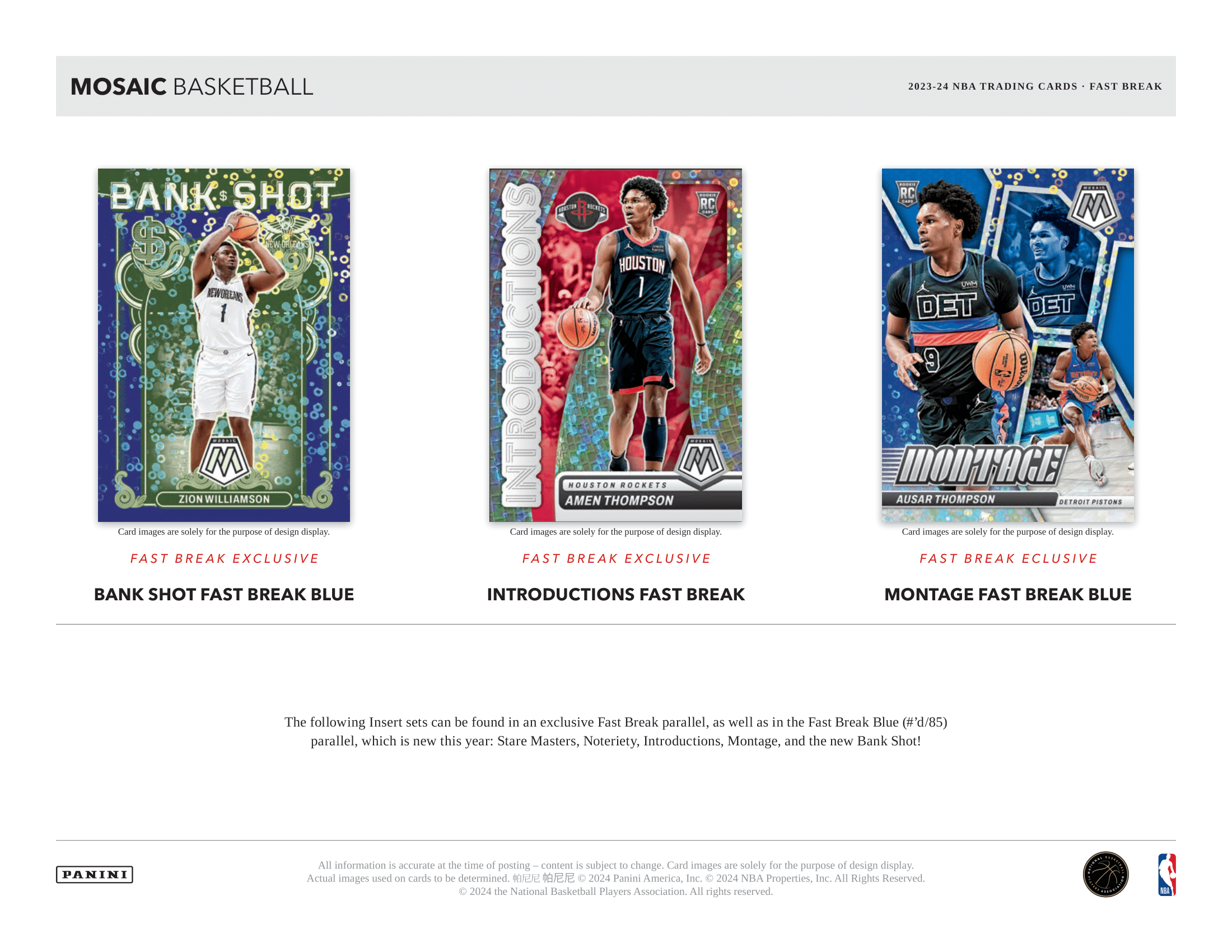 Panini - 2023/24 Mosaic Fast Break Basketball (NBA) - Hobby Box