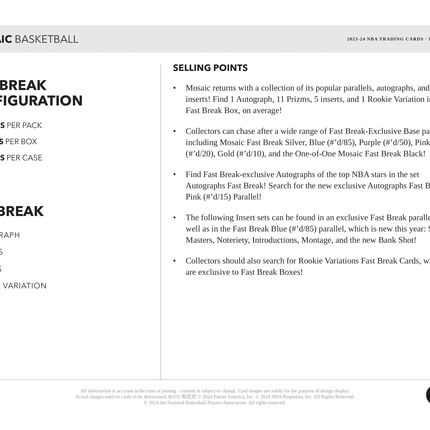 Panini - 2023/24 Mosaic Fast Break Basketball (NBA) - Hobby Box