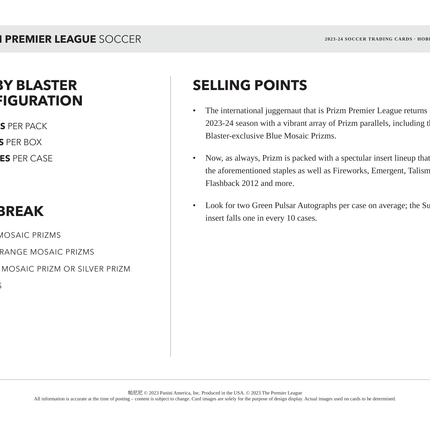 Panini - 2023/24 Prizm Premier League Football (Soccer) - Hobby Blaster Box