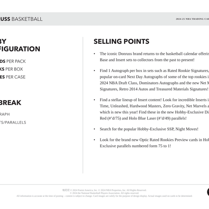 Panini - 2024/25 Donruss Basketball (NBA) - Hobby Box
