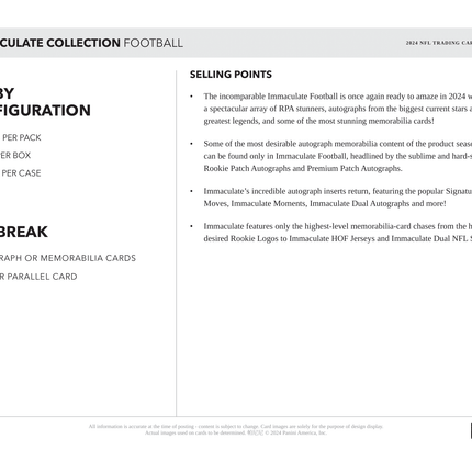 Panini - 2024 Immaculate American Football (NFL) - Hobby Box