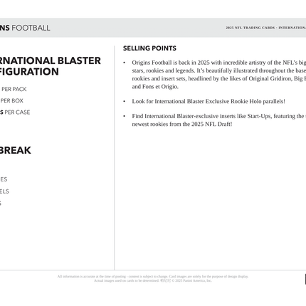 Panini - 2025 Origins American Football (NFL) - International Blaster Box