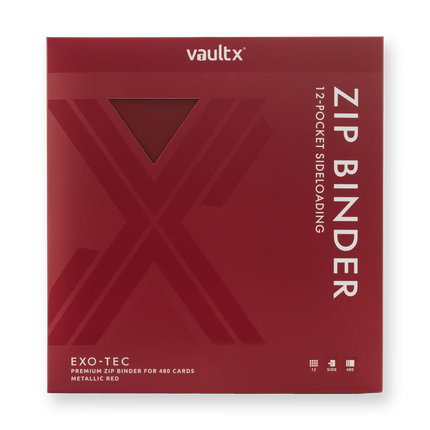 Vault X - 12-Pocket Exo-Tec® Zip Binder - Metallic Red
