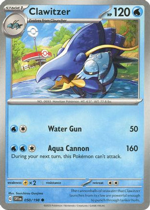 Pokemon TCG - Scarlet & Violet - Base Set - 50/198 - Clawitzer - Common - Reverse Holofoil