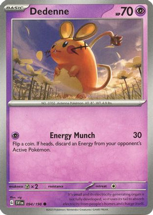 Pokemon TCG - Scarlet & Violet - Base Set - 94/198 - Dedenne - Common - Reverse Holofoil