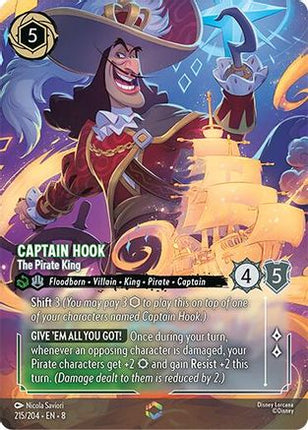 Lorcana TCG - Reign of Jafar - 215/204 - Captain Hook - The Pirate King - Enchanted - Holofoil