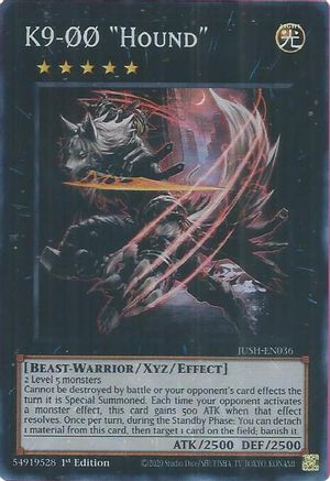 Yu-Gi-Oh! TCG - Justice Hunters - JUSH-EN036 - K9-00 "Hound" - Super Rare (1st Edition)