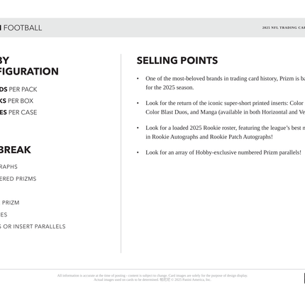 Panini - 2025 Prizm American Football (NFL) - Hobby Box