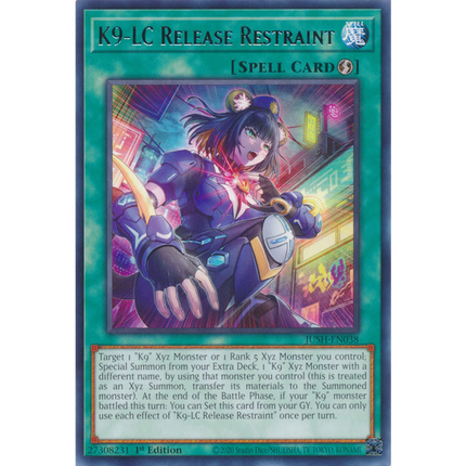Yu-Gi-Oh! TCG - Justice Hunters - JUSH-EN038 - K9-LC Release Restraint - Rare (1st Edition)