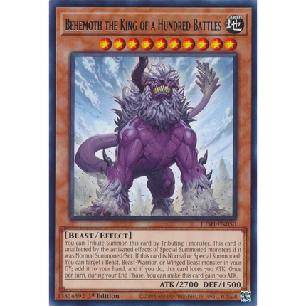 Yu-Gi-Oh! TCG - Justice Hunters - JUSH-EN050 - Behemoth the King of a Hundred Battles - Rare (1st Edition)