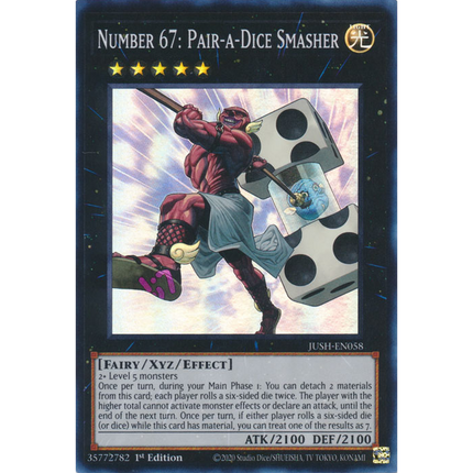 Yu-Gi-Oh! TCG - Justice Hunters - JUSH-EN058 - Number 67: Pair-a-Dice Smasher - Super Rare (1st Edition)