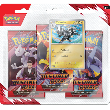 Pokemon TCG - Scarlet & Violet - Destined Rivals - 3-Pack Blister (Zebstrika)