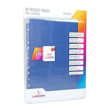 Gamegenic - Sideloading 18-Pocket Pages - Blue - 10 Pack