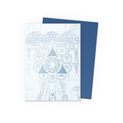 Dragon Shield Azorius Senate sleeve front and interior on transparent background