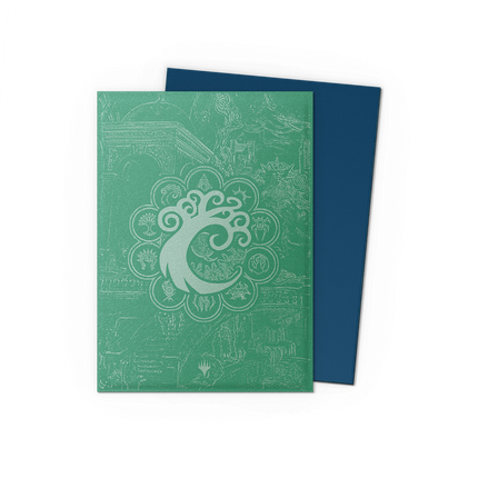 Dragon Shield Simic Combine sleeve front and interior on transparent background