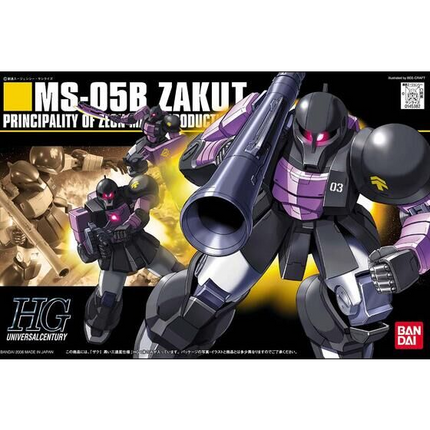 Bandai - Gunpla - HGUC 1/144 - Mobile Suit Gundam - MS-05B Zaku I (Black Tri-Stars) - retail packaging