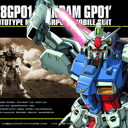 Bandai - Gunpla - HGUC 1/144 - Mobile Suit Gundam 0083: Stardust Memory - RX-78GP01 Gundam GP01 Zephyranthes - retail packaging