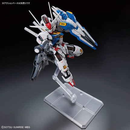 Bandai MGSD Gundam Aerial assembled display model on a separately sold Action Base; display base is not included.