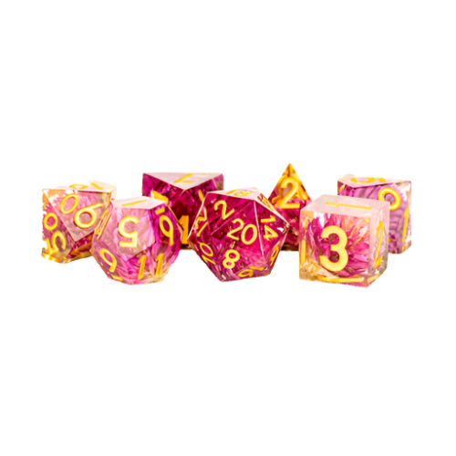 Fanroll - Handcrafted Sharp Edge Resin - Dice Set - Thousand Day Red