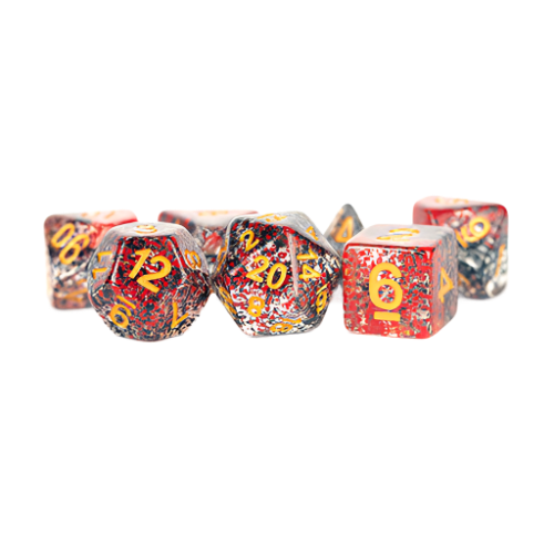 Fanroll - 16mm Resin Polyhedral Dice Set - Particle: Red/Black